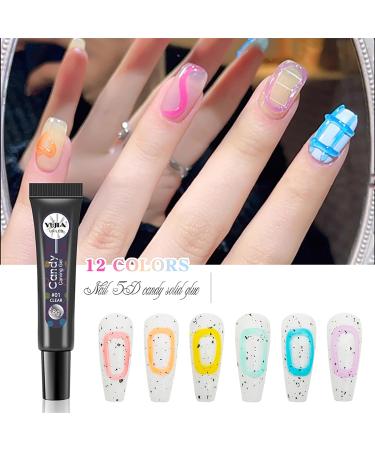 Joyeee 12 Colour Nail Sculpture Gel 8g 5D Candy Jelly Nail Painting Gel DIY Modeling Nail Set Non-Stick Hand Multifunctional Soft Tubes 3D Carving Embossed Gel for Nail Art Decoration Nail Design nailgel039 - Buy Online on GoSupps.com