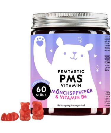 PMS gummy bears with high -dose monk pepper dong quai B6 - natural support - hormonal balance in women cycle regulation - 60 pieces - vegan - sugar -free - Bears with benefits - Buy Online on GoSupps.com