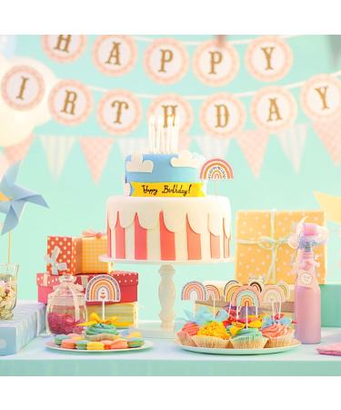 48 Pieces Boho Rainbow Cake Topper Boho Cupcake Topper Bohemian Theme Rainbow Cupcake Toppers for Girls Baby Shower Birthday Boho Rainbow Party Decoration Supplies - Buy Online on GoSupps.com