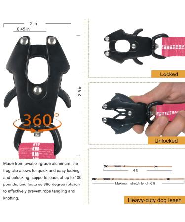AinuScinsYoe Heavy Duty Dog Leash - Tactical High Bungee Reflective Leash for Medium and Large Dogs 4-6 Ft with Frog Clip 2 Handles and Seatbelt Clip Pink - Buy Online on GoSupps.com