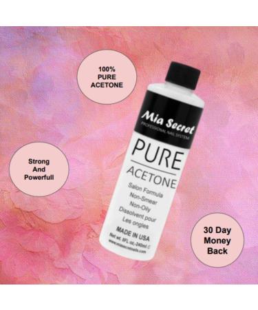 Mia Secret 100% Pure Acetone Nail Polish Remover 8 Fl Oz - Gentle Cuticle Remover for Natural, Acrylic & Sculptured Nails - Quick & Effective Formula - Buy Online on GoSupps.com