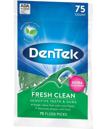 DenTek Fresh Clean Floss Picks with Mouthwash Blast - 75 Pack for Ultimate Oral Care - Buy Online on GoSupps.com