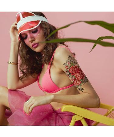 CAIJINEW 20 Sheets Large Flowers Temporary Tattoos - Waterproof, Long Lasting, Realistic Fake Arm Tattoo Stickers for Women, Girls, and Kids - Color 02 - Buy Online on GoSupps.com