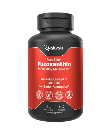 Naturalis New Zealand Fucoxanthin (4mg) | Made with FucoSlim | Non-GMO Soy & Gluten Free | 60 Softgels (2 Month Supply)