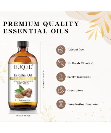 Pure Natural Nutmeg Essential Oil - 118ml for Aromatherapy & Diffusers | Relaxing Home Fragrance - EUQEE - Buy Online on GoSupps.com