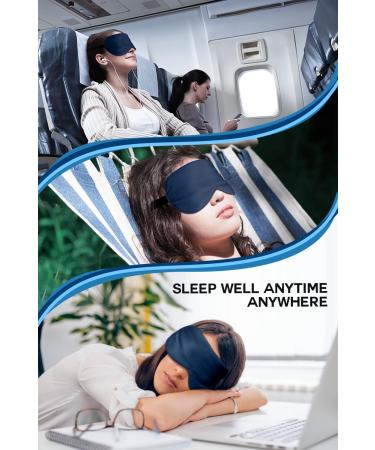 BLSSNZ Silk Sleep Mask for Women - Organic Mulberry Silk Eye Mask for Sleeping - Adjustable Straps - Travel Essential (Navy Blue) - Buy Online on GoSupps.com