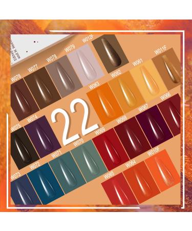 Wowfun 25Pcs Gel Nail Polish Kit - Orange, Golden Glitter, Brown Shades - Starter Set with Top Coat, Base Coat - Gifts for Mother - Passionate Bohemian - Buy Online on GoSupps.com