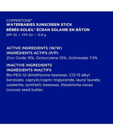 Coppertone Waterbabies Baby Sunscreen Stick SPF 50 Gentle and Hypoallergenic Sunscreen for Babies Water Resistant Baby Stick Sunscreen Octinoxate and Oxybenzone Free 13.9g SPF 50 - Stick Sunscreen 13.9 g (Pack of 1) - Buy Online on GoSupps.com