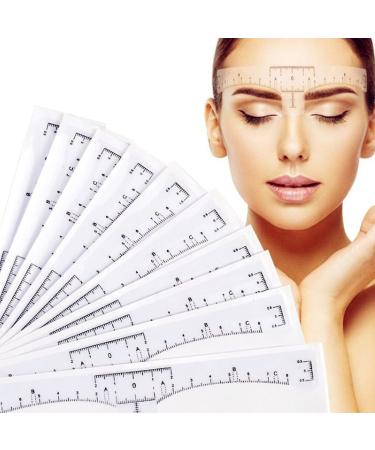 XHBTS 100 Pack Eyebrow Ruler Disposable Adhesive Eyebrow Sticker Microblading Ruler Stencil Guide Makeup Tool