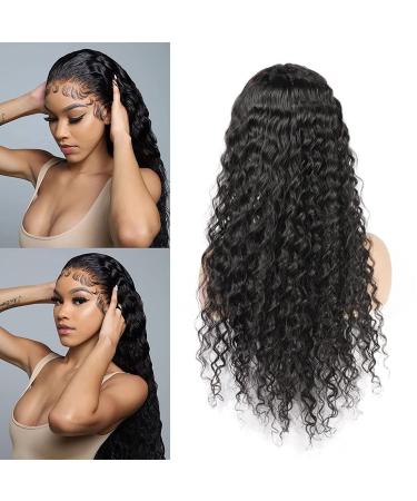 30 Inch Brazilian Deep Wave Lace Front Wig for Black Women | Pre Plucked 150% Density Curly Human Hair Wig with Baby Hair - Natural Color - Buy Online on GoSupps.com