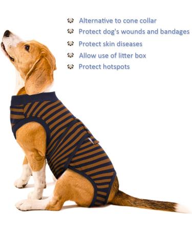 Kuoser Dog Recovery Body Suit - Breathable Post-Surgery Protection for Male & Female Dogs | Anti-Licking Leakage Protection | XXL Brown Striped (1 Pack) - Buy Online on GoSupps.com