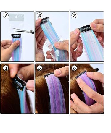 YMHPRIDE 30 PCS Colored Clip in Hair Extension 20 inch Mixed Color for Girls Women Kids - Fashion Cosplay Party Highlights - Buy Online on GoSupps.com
