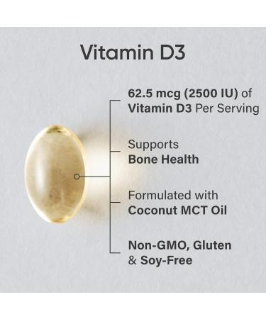 Sports Research Vitamin D3 2500iu (25mcg) with Coconut Oil - Vitamin D for Immune & Bone Support - Non-GMO Verified Gluten & Soy Free (360 Liquid Softgels) 360 count (Pack of 1) 2500iu - Buy Online on GoSupps.com