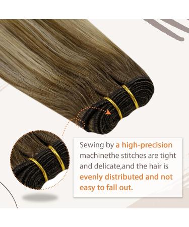 LAAVOO Balayage Real Hair Extensions - Light Brown Ombre Sew In 100g #8/59 45cm - Premium Quality Hairpin Groove Extensions - Buy Online on GoSupps.com
