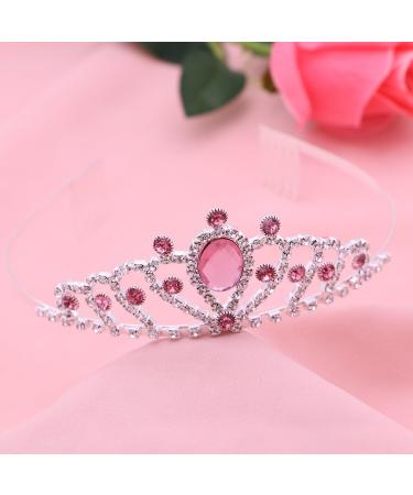 Kids Girls Pink Crystal Tiara Crown Headband | Princess Birthday Party Hair Accessories - Buy Online on GoSupps.com