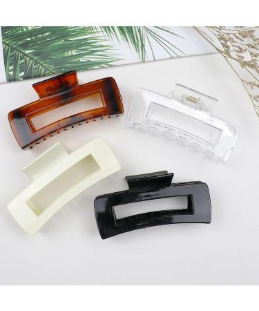 Kavya 4-Piece Large Hair Clips - Non-Slip Plastic Angular Clips for Long Thick Hair - Stylish Leopard Pattern - Perfect for Women - Buy Online on GoSupps.com