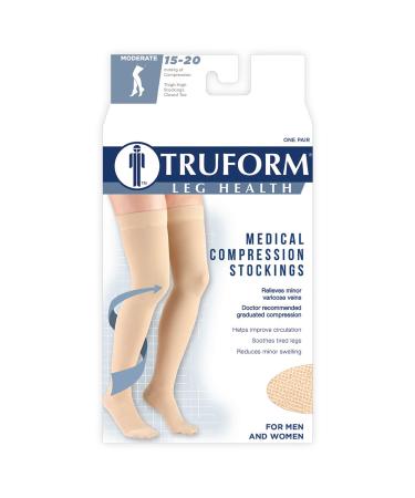 Truform Thigh High Compression Stockings for Men & Women - 15-20 mmHg Closed Toe Beige Large (1 Pair) | International Shipping Available - Buy Online on GoSupps.com