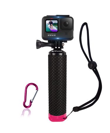 Waterproof Floating Hand Grip Compatible with GoPro Hero 11 10 9 8 7 6 5 4 3+ 2 1 Session Black Silver Handler & Handle Mount Accessories Kit for Water Sport and Action Cameras (Rose Red)