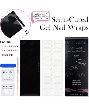 Semi Cured Gel Nail Polish Strips Gel Nail Stickers 22 Stickers Nail Wraps Soft Self-Adhesive Gel Nail Stickers Clear Gel Nail Strips - UV/LED Lamp Required - Buy Online on GoSupps.com