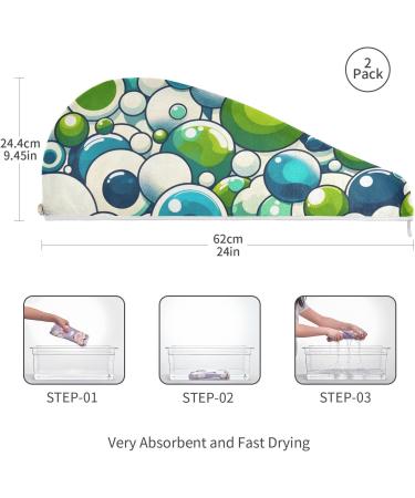 Teal Blue Round Hair Towels 2 Pack - Super Absorbent Quick Dry Turbans for Women & Girls - Buy Online on GoSupps.com