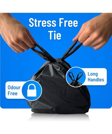 PWgoods Dog Poo Bags | 200 Pack | 33% Thicker & 25% Larger Dog Poop Bags with Tie Handles | 100% Leak Proof | Odor Free Pet Waste Disposal Bags | Discreet Opaque Black | Large Poo Bags Dogs - Buy Online on GoSupps.com