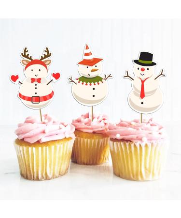 Biird 32 PCS Christmas Cupcake Toppers Merry Christmas cupcake decorations Christmas Cupcake Picks Cake Decorations for Xmas Snowman Theme Cake Decoration Supplies - Buy Online on GoSupps.com