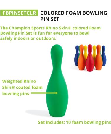 Champion Sports Multicolor Weighted Foam Bowling Pins Set - Ideal for Training & Kids Games - Buy Online on GoSupps.com