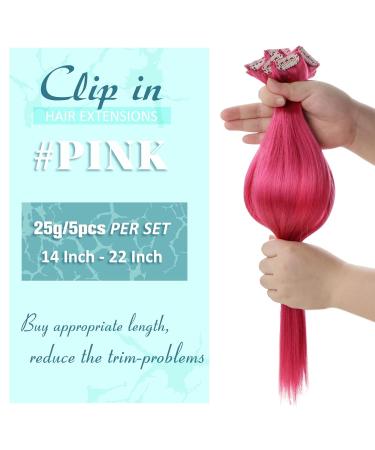 Runature Hot Pink Clip-In Extensions | Real Remy Hair | 40cm 25g | Colorful & Smooth 16 Inch Hair - Buy Online on GoSupps.com