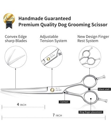Dream Reach Professional 7 Inch Curved Dog Grooming Scissors Kit - JP-440C Stainless Steel Pet Hair Cutting Shears for Thinning, Blending, Chunking - Ideal for Cats and Dogs - Buy Online on GoSupps.com