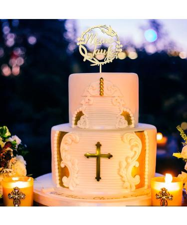 Custom Wooden Baptism Cake Topper - Perfect Decoration for Boys & Girls Baptism & Communion - Buy Online on GoSupps.com