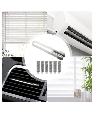 Blind Cleaner Brush - Air Conditioning Outlet Brushl with 6 Replacement Heads Hand-Held Blind Duster for Air Conditioners