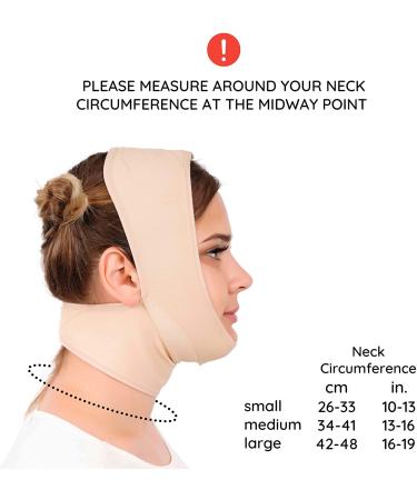 Post Surgery Neck Chin Compression Garment Wrap Bandage for Women - Face Slimmer Jowl Tightening - Neck Coverage Chin Lifting Strap (M) - Buy Online on GoSupps.com