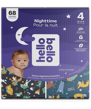 Hello Bello Disposable Overnight Diapers Size 4 Sleepy Campers and Snoozy Sloths Overnight Size 4 68 Count Size 4 (68 Count) - Buy Online on GoSupps.com