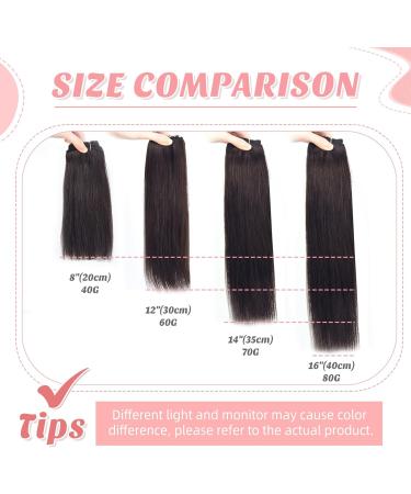 Vlasy Clip in Hair Extensions - Seamless 12 Inch Human Hair Extensions for Women - Natural Thick Weft - T2/6+2# Color - 7 Pieces (60g) - Buy Online on GoSupps.com