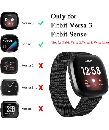 Amzpas Stainless Steel Mesh Magnetic Band for Fitbit Versa 3/Sense - Adjustable Wristband for Men and Women (Black, Large) - Buy Online on GoSupps.com