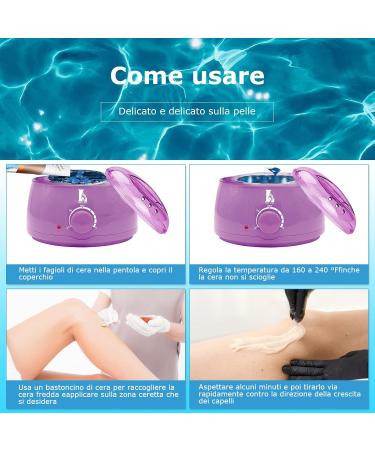 Electric Wax Warmer for Professional Hair Removal - Waxing Suitable for Home Spa Face Armpits Armpits Legs - 500ml (Purple) - Buy Online on GoSupps.com