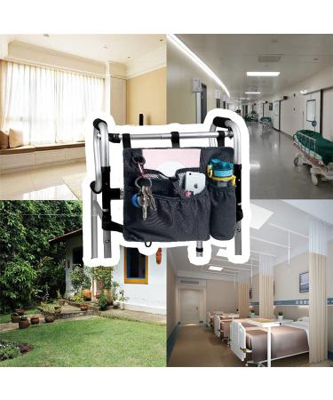 BVMAG Walker Bag Pouch Basket with Cup Holder - Water-Resistant Hand-Free Storage for Elderly, Seniors, Handicap, Disabled - Folding Rollator Accessories (Black) - Buy Online on GoSupps.com