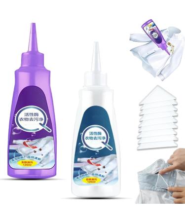 HONGJIANV Active Mold Clothing Stain Removal Agent Active Enzyme Clothing Stain Remover Active Enzyme Laundry Stain Remover - White Shirt Guardian (A+B)