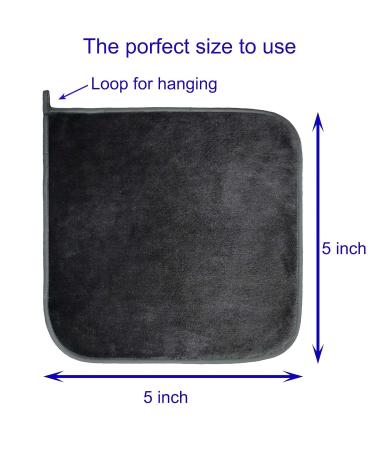 Reusable Microfiber Makeup Remover Cloth (10 Pack) - Gift Box Packaging, Black 5x5 Inch Pads for Women - Buy Online on GoSupps.com