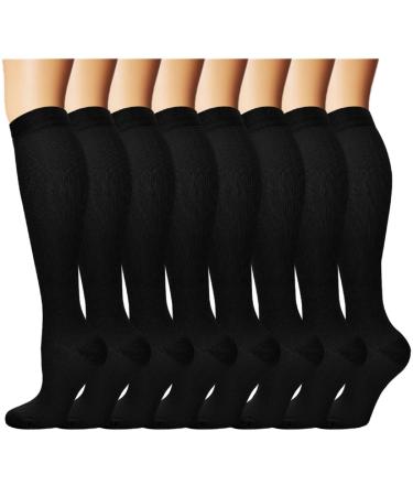 Iseasoo Copper Compression Socks For Men & Women Circulation-Best For Running Hiking Cycling 15-20 mmHg A01- Black Small-Medium