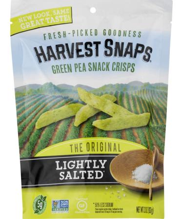 Harvest Snaps Green Pea Snack Crisps, Lightly Salted, deliciously baked and crunchy veggie snacks with plant protein and fiber, , 3.3-Ounce Bag (Pack of 12) Salted 3.3 Ounce (Pack of 12)