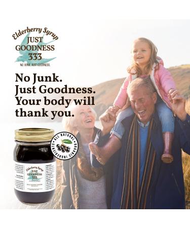 Just Goodness 333 Organic Elderberry Syrup (16 Fl Ounces) Immune Support for Adults & Kids | All-Natural Antioxidant-Rich Sambucus Elderberry Supplement - Buy Online on GoSupps.com
