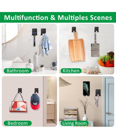 Boxing Razor Bracket Shower Hook Set - 2 Pieces Self-Adhesive Stainless Steel Multi-Purpose Towel Holder for Bathroom Bedroom & Kitchen - No Drilling Black - Buy Online on GoSupps.com