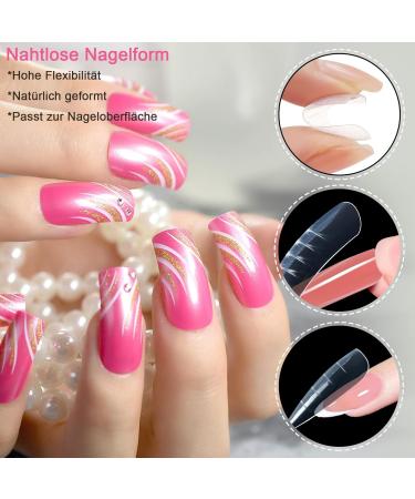 120-Piece Dual Nail Forms Set - Stencil Extension Shapes with Pink Dual-Ended Brush Nail Tip Clip Sponge Separator & Nail Files | Perfect for Polygel Nails - Buy Online on GoSupps.com