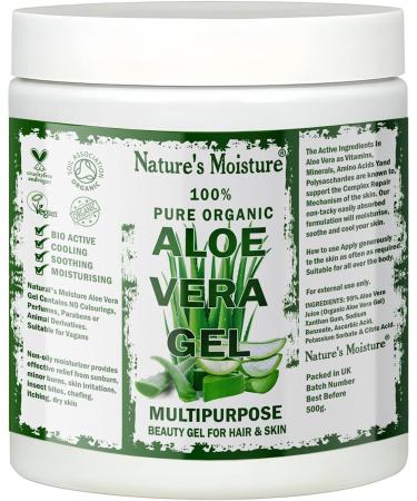 Organic 100% Pure Aloe Vera Gel - Hydrating After Sun Care for Face, Body, Hair - Ideal for All Skin Types - 500g Cruelty-Free Formula - Buy Online on GoSupps.com