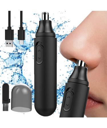 BCFHYK Nose Hair Trimmer, Rechargeable Ear and Nose Hair Trimmer for Men Women, USB Electric Waterproof Eyebrow Facial Hair Removal Nose Grooming Garget for Men, Unique Gift for Men, Dad or Boyfriend Black