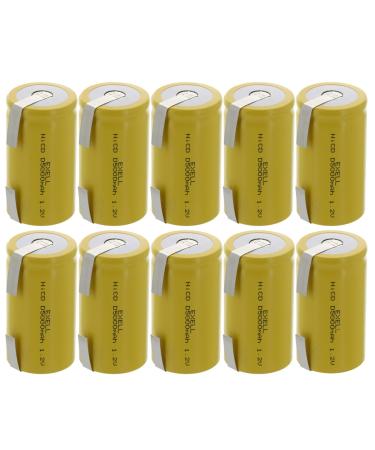 Exell Battery 10x D Size 1.2V 5000mAh NiCD Rechargeable Batteries with Tabs for Flushometers Hands-free Sinks Hand Sanitizers Automatic Taps Blood Pressure Kits Security Safes Air Fresheners