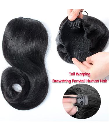 Hair Bun Ponytail Hair Extensions Brazilian Human Hair 12-18 Inch Tail Warped Ponytail Wig with Drawstring Ponytail Barrette Hair Extension Hair Piece (Size : 14inch 100g) - Buy Online on GoSupps.com
