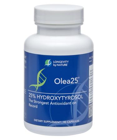 Longevity by Nature Hydroxytyrosol Supplement Olea25 Organic Olive Leaf Extract Capsules 90 Count Antioxidants Supplement for Immune Support and Heart Health