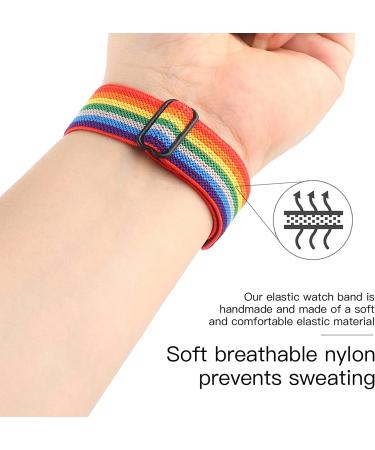 Adjustable Nylon Watch Band for Fitbit Charge 4/3/SE | Stretch Breathable Rainbow Multicolor Strap for Women/Men - Buy Online on GoSupps.com